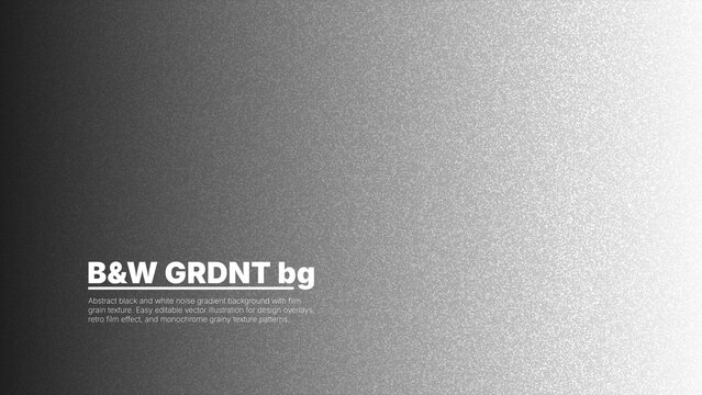 An abstract black and white gradient background with a fine grain texture, resembling brushed metal, and including white text.