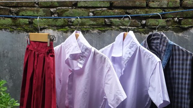 clothes drying on the clothesline