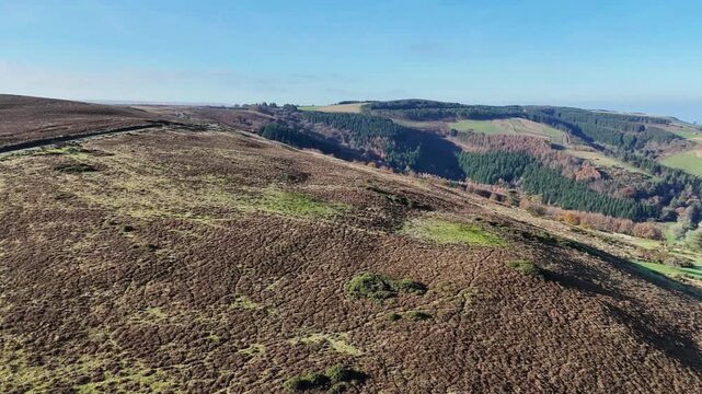 A beautiful aerial view over Exmoor from a drone 4K video