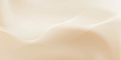 Smooth beige wave gradient background. Soft silk ecru liquid wallpaper. Pearl color splash texture for banner, flyer, presentation, graphic design, leaflet. Abstract blur wavy backdrop cover. Vector © Farrohah