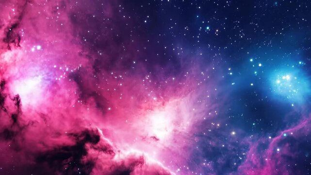 Celestial Symphony: A vibrant nebula of swirling pink and purple hues, sprinkled with countless stars, evokes the grandeur of the cosmos and the mysteries beyond.