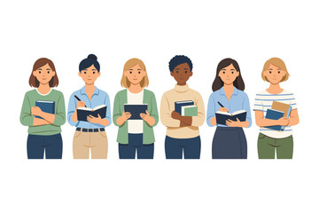 Obraz premium Diverse group of female professionals holding books