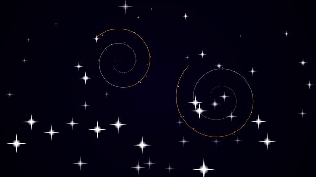 A celestial scene featuring stars and galaxies in a dark universe from a distant viewpoint