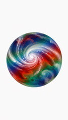 A colorful swirling marble isolated on white background with vibrant hues