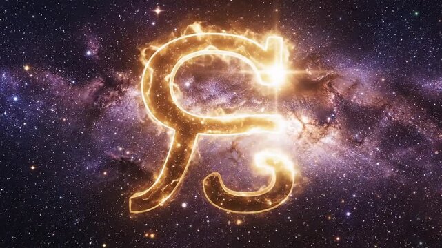 Celestial Golden Cancer Zodiac Symbol Glowing Cosmic Fourth Astrological Icon on Dark Galaxy Background, 4K Horoscope Sign Graphic for Astrology Divination and Mystery Constellation Illustration