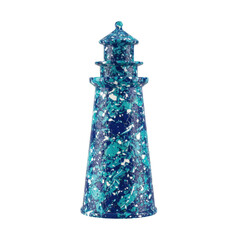 Obraz premium Decorative Lighthouse with Marbled Blue and Green Pattern