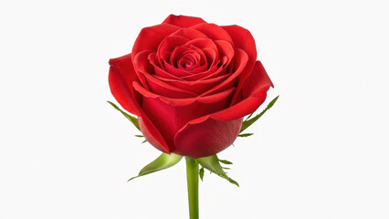 A single beautiful red rose isolated on white background