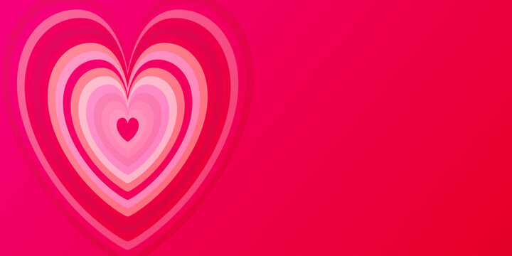 Horizontal Valentine&rsquo;s background in bright red and pink with a bold heart vibe. Eye-catching, modern design for romantic promotions and love-themed visuals. Background with space for text.