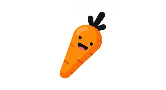 Cheerful Orange Carrot Vector Character with Happy Expression Isolated on White Background Design