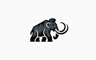 Fototapeta premium Black and white illustration of a mammoth with large tusks