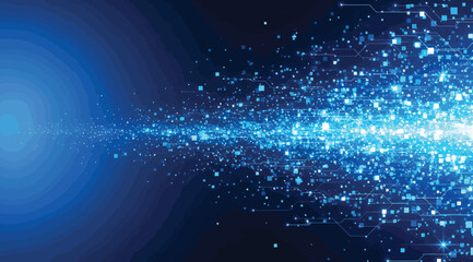 A bright blue light streaks across a dark background © S.Siam