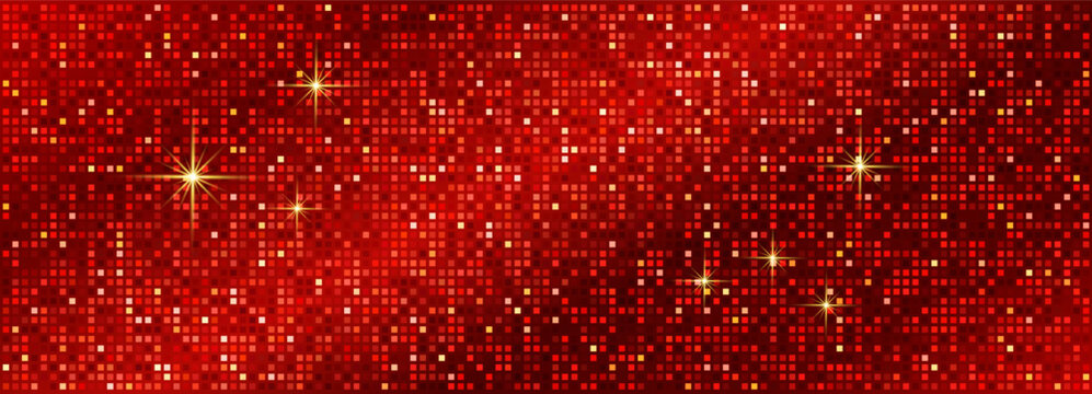 Glowing mosaic pattern with bright geometric squares and stars creating premium nightclub atmosphere, featuring shimmering confetti effects and warm LED lighting for festive celebrations.