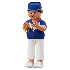 Boy Holding Prayer Beads