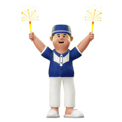 Boy Holding Sparklers Celebration