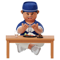 Boy Praying Before Meal