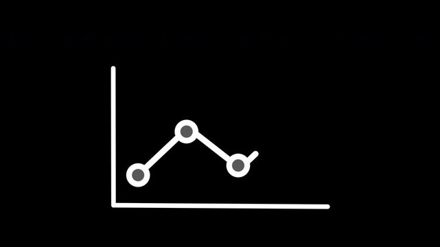 Minimalist line graph with nodes showing upward trend and business growth on transparent background