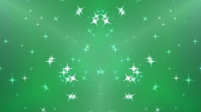 Green Background With White Sparkles Shining.