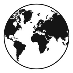 Obraz premium World Map Globe Vector Silhouette Icon Planet Earth Atlantic Ocean Minimalist Black White Map Shapes