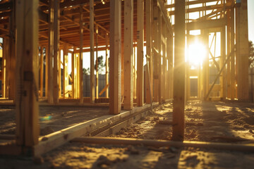 木造建築の日没風景