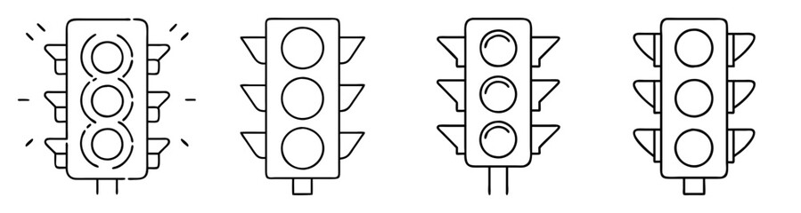 Set of modern vector traffic light icons isolated on white background for road safety and urban design