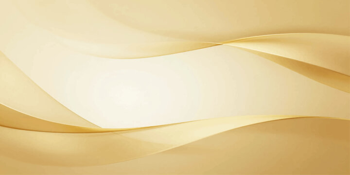 Abstract golden background features soft flowing waves and a smooth silk texture with a gradient yellow light pattern, creating an elegant vector illustration for a luxury wallpaper design