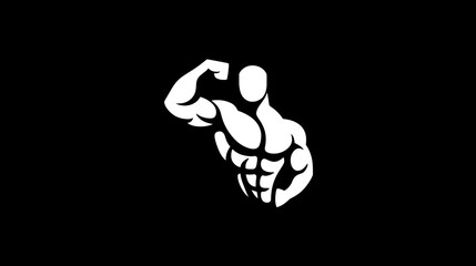 Obraz premium Stylized white muscular figure on a black background, showcasing biceps and a sculpted torso