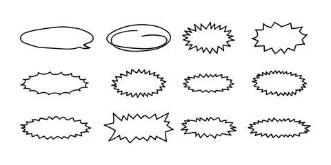 Collection of various handdrawn speech bubbles and frames