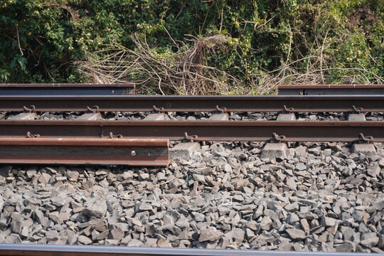 Railway Track with Sleepers and Ballast