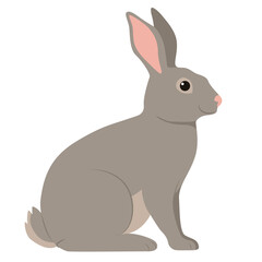 Obraz premium Flat color rabbit, side view. Illustration on a transparent background