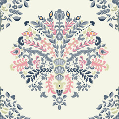 Playful Folk Paisley Motif Pattern