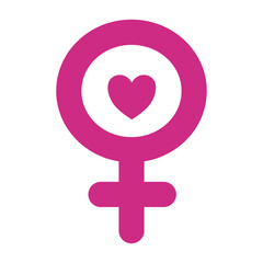 Female symbol with heart icon representing women's empowerment and love