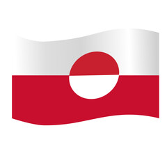 Greenland flag waving with distinctive red and white design