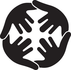 Fototapeta premium Two hands cradling a snowflake isolated on transparent background