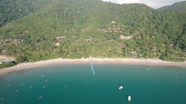 Ba Kantiang Beach Kantiang Bay holiday destination Ko Lanta island Thailand, aerial drone