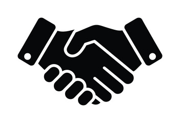 Vector graphic of two hands shaking in a firm handshake on a white background