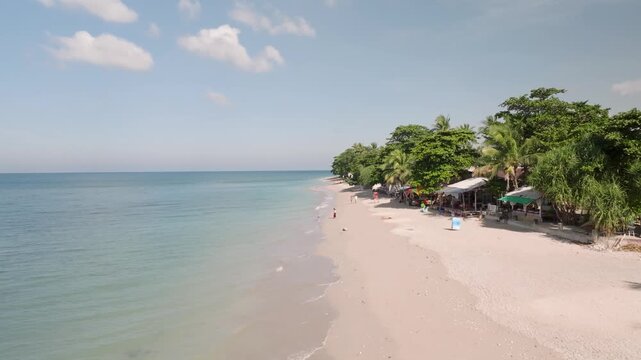 Coastal Town Of Klong Nin Beach In Ko Lanta, Thailand. Aerial Wide Shot