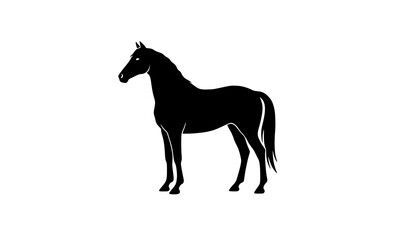 Obraz premium Horse Standing Icon Black Silhouette Vector Isolated on White Background