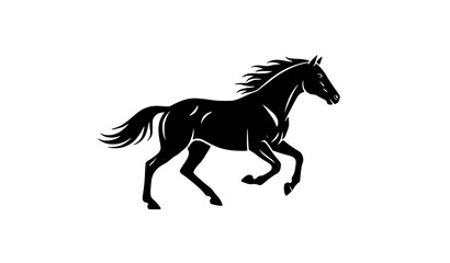 Obraz premium Running Horse Black Silhouette Icon Dynamic Vector Illustration