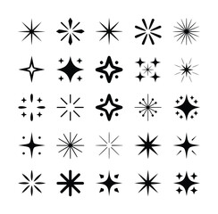 Vector set of various starburst designs and shapes on a white background