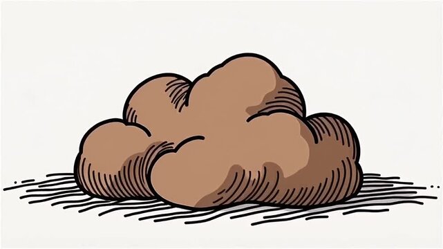 Two illustrations of a fluffy brown cloud with soft contours and shading, placed against a neutral background to emphasize its shape and texture