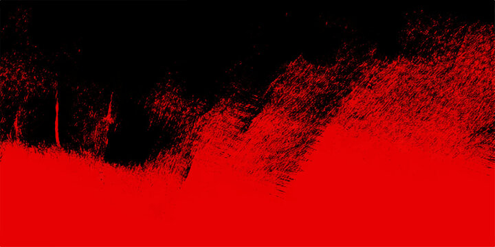 A dark and dirty red grunge background features artistic ink splashes and a textured paint pattern resembling blood or fire on an old wall backdrop for a hot vector illustration design