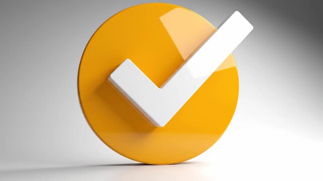 3d yellow circle with white checkmark on gray background