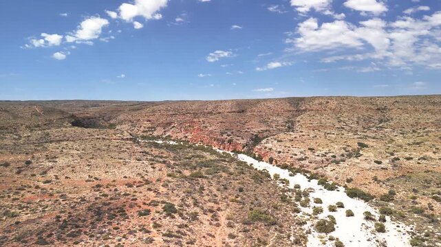 Drone shot of Mandu Mandu Creek showing river bends, vegetation, and remote outback scenery