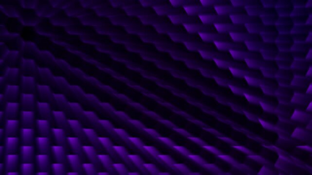 Abstract dark purple geometric pattern with repeating dimensional wave motion creating a seamless loopable background