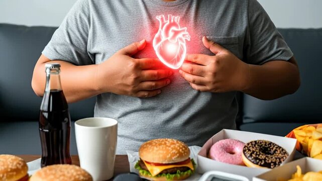 Obesity health issue: excess fat, body overweight, cardiac problem, poor nutrition, heart strain, pressure rise, arterial burden, rhythm disorder, organ weakness, metabolic risk, systemic decline,