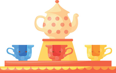 Naklejka premium Mad tea cups ride. Cartoon theme park attraction