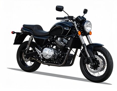 Classic Black Motorcycle with V-Twin Engine for Vintage Aesthetics, Modern Engineering, and Lifestyle Visual Concepts