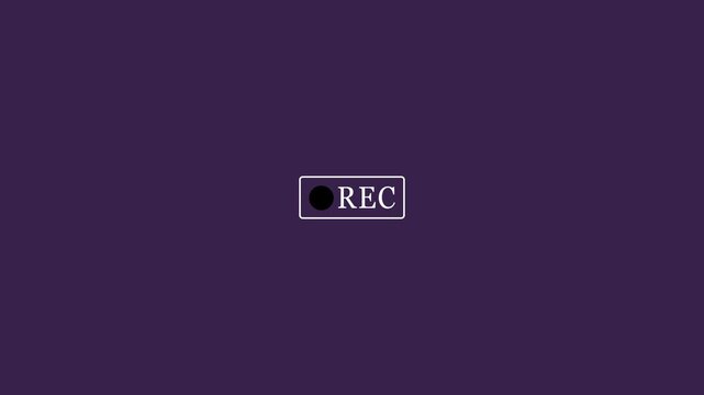 Red REC recording symbol with a black dot inside a white rectangle on a purple background icon video