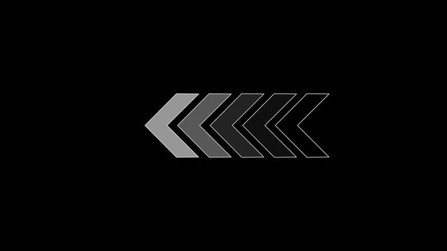 Row of Grey and White Chevron Arrows Pointing Left background black