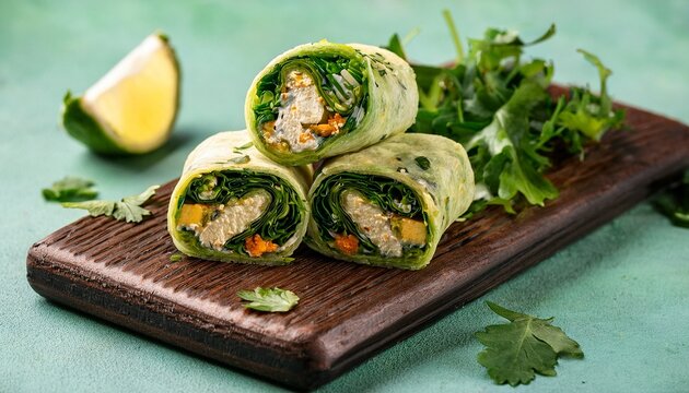 vegetable paneer kathi rolls with fresh herbs